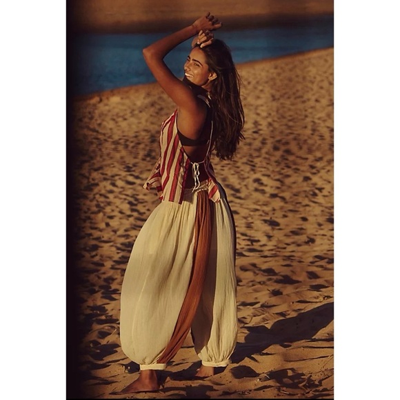 NWT Free People Coconut Set Wide Leg Pants Vest Matching 100% Cotton Two Piece - Picture 13 of 15